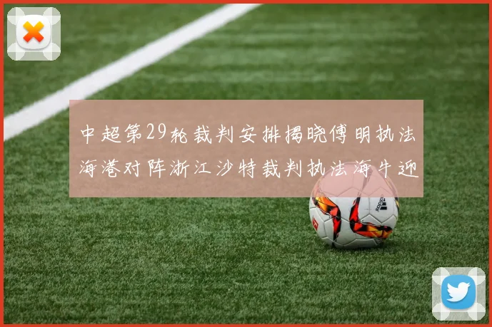 中超第29轮裁判安排揭晓傅明执法海港对阵浙江沙特裁判执法海牛迎战三镇